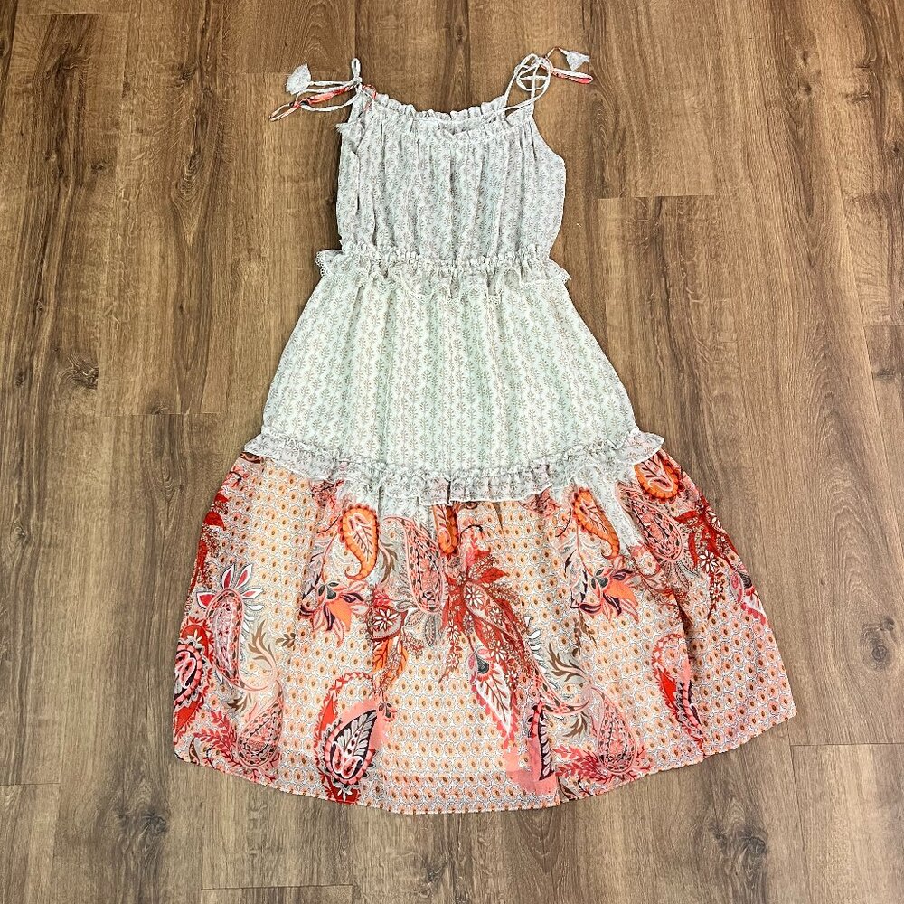 Misa Los Angeles Dionica Dress Paisley Tiered Summer Lace Sz L - Picture 5 of 15